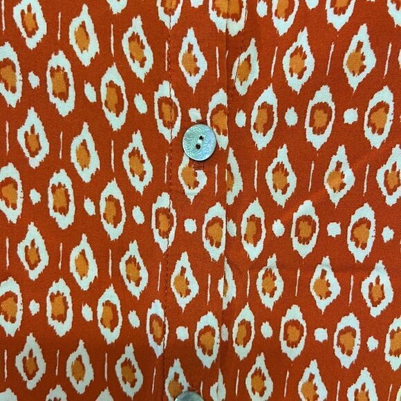 J. Jill Sleeveless Orange Red Abstract Design Rayon Button Down A-line Top-Small - Picture 6 of 16